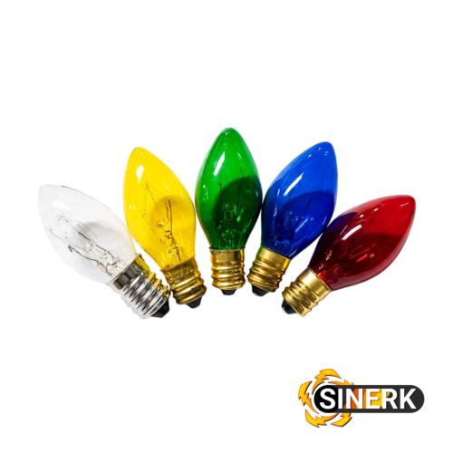 BOMBILLO PARA CANDELABRO E12 SENCILLO COLORES SURTIDOS X UND